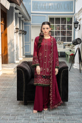 3-PC Unstitched Lawn Embroidered Shirt Crinkle Embroidered Dupatta Naqsh By Wania | WL-507