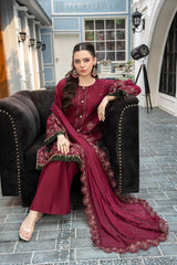 3-PC Unstitched Lawn Embroidered Shirt Crinkle Embroidered Dupatta Naqsh By Wania | WL-507