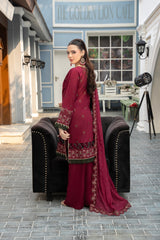 3-PC Unstitched Lawn Embroidered Shirt Crinkle Embroidered Dupatta Naqsh By Wania | WL-507