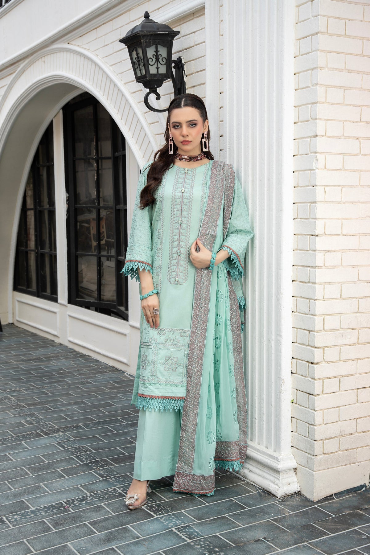 3-PC Unstitched Lawn Embroidered Shirt Crinkle Embroidered Dupatta Naqsh By Wania | WL-509