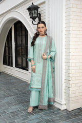 3-PC Unstitched Lawn Embroidered Shirt Crinkle Embroidered Dupatta Naqsh By Wania | WL-509