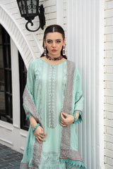 3-PC Unstitched Lawn Embroidered Shirt Crinkle Embroidered Dupatta Naqsh By Wania | WL-509