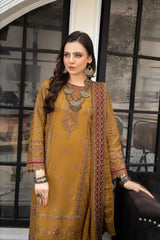 3-PC Unstitched Lawn Embroidered Shirt Crinkle Embroidered Dupatta Naqsh By Wania | WL-510