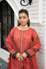 3-PC Unstitched Lawn Embroidered Shirt Crinkle Embroidered Dupatta Naqsh By Wania | WL-511
