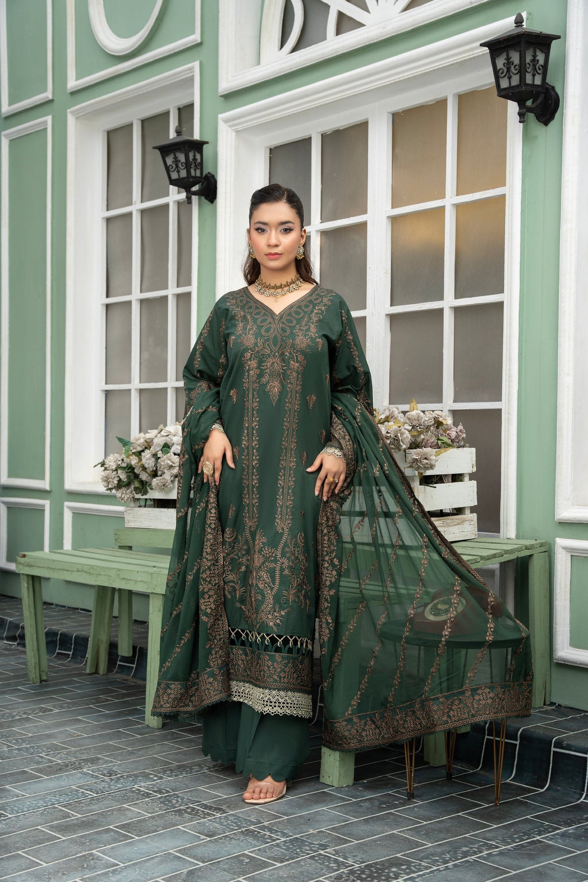 3-PC Unstitched Lawn Embroidered Shirt Crinkle Embroidered Dupatta Naqsh By Wania | WL-512