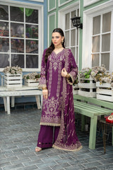 3-PC Unstitched Lawn Embroidered Shirt Crinkle Embroidered Dupatta Naqsh By Wania | WL-514