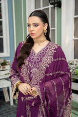 3-PC Unstitched Lawn Embroidered Shirt Crinkle Embroidered Dupatta Naqsh By Wania | WL-514