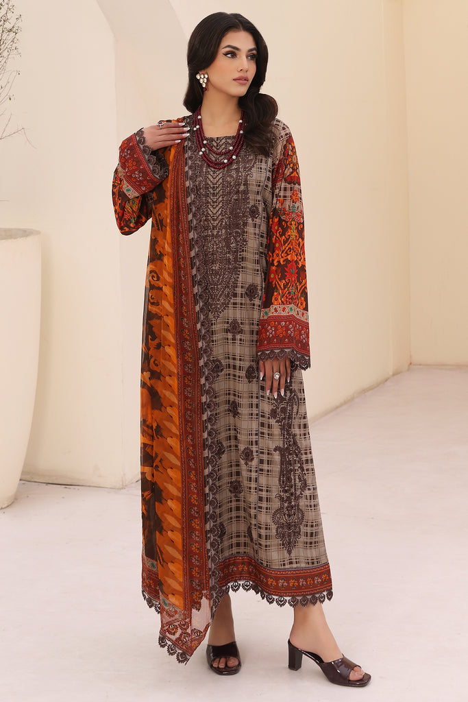 CN4-010 | 3PC Unstitched Embroidered Lawn Naranji By Charizma