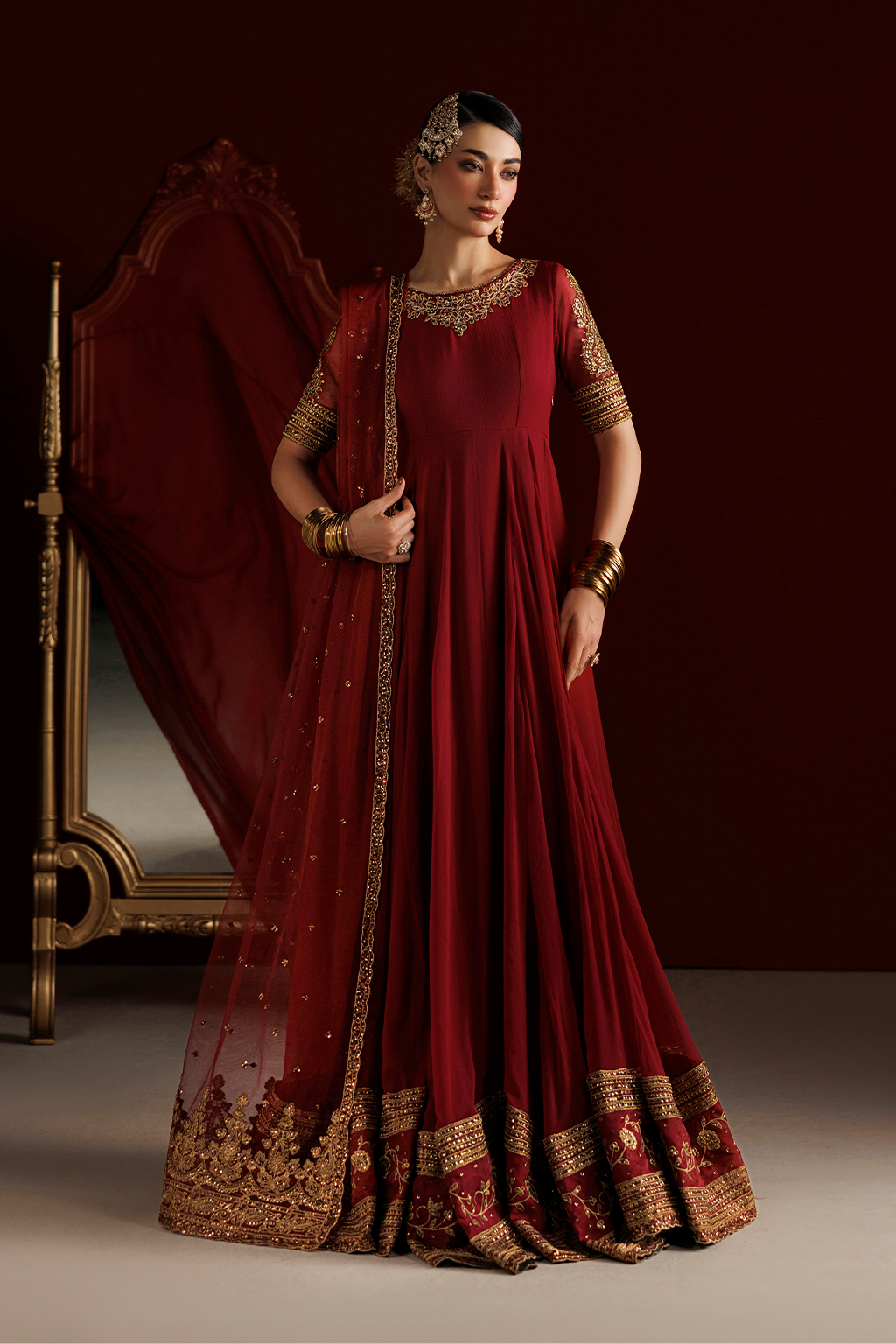 2Pc Embroidered Chiffon Unstitched Frock Suit By Iznik