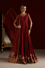 2Pc Embroidered Chiffon Unstitched Frock Suit By Iznik