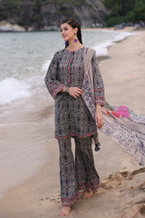 3-PC Charizma Combination Lawn Shirt with Printed Chiffon Dupatta CCS4-04