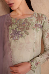 3-PC Unstitched Embroidered Textured EId Lawn By Iznik | EL-09