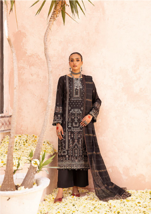 547 | 3PC Unstitched Lawn Embroidered Collection Luxury By Shaista