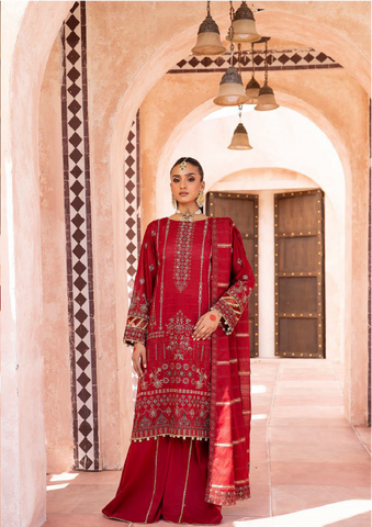 552 | 3PC Unstitched Lawn Embroidered Collection Luxury By Shaista