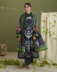 3-PC Unstitched Digital Prints Coco By Zara Shahjahan | Raya-10B