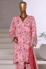 3-PC Stitched Printed Viscose By Sadabahar | Pink