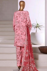 3-PC Stitched Printed Viscose By Sadabahar | Pink