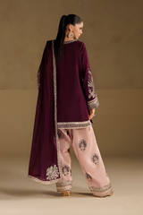 3Pc Suit – Embroidered Ramen Silk Unstitched with Pure Silk Dupatta By Iznik