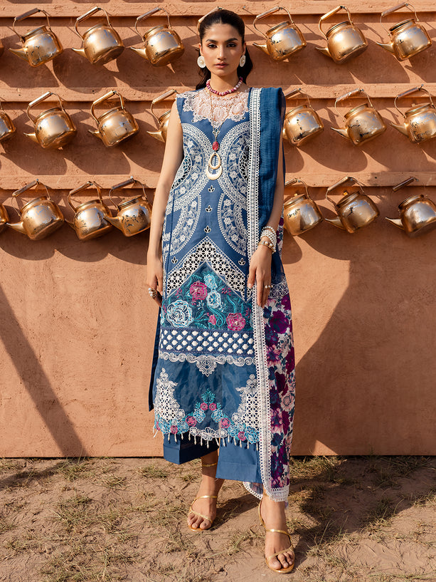 3-PC Unstitched Embroidered Luxury Lawn By Parishay | JL-07