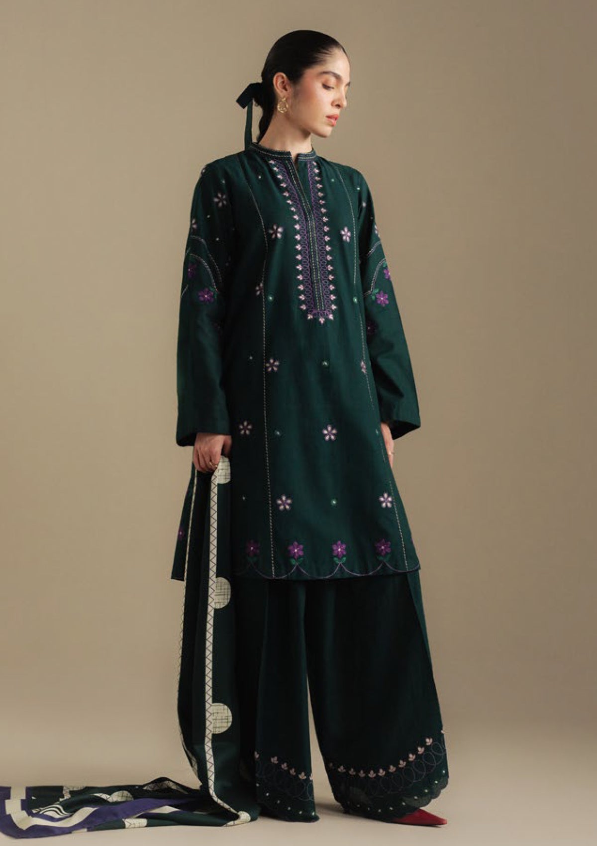 3-PC Unstitched Embroidered Plain Khaddar Coco By Zara Shahjahan | FAWN-8A