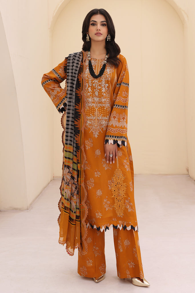 CN4-001 | 3PC Unstitched Embroidered Lawn Naranji By Charizma