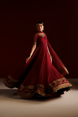 2Pc Embroidered Chiffon Unstitched Frock Suit By Iznik