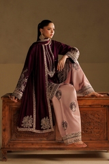 3Pc Suit – Embroidered Ramen Silk Unstitched with Pure Silk Dupatta By Iznik