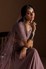 Embroidered Velvet Lehanga Front & Back: Embroidered Velvet By IZNIK
