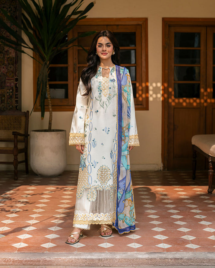 3-PC Unstitched Embroidered Lawn Aashiyana By Roheenaz | RNZ-01A