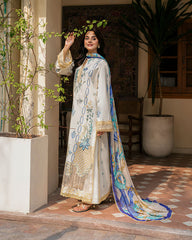 3-PC Unstitched Embroidered Lawn Aashiyana By Roheenaz | RNZ-01A