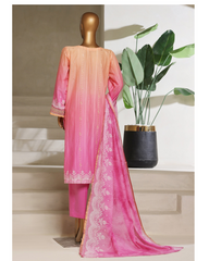 3-PC Stitched Embroidered Digital Printed lawn By Hztextiles | PSJ-032