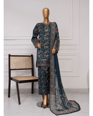 3-PC Stitched Embroidered Lawn Malika By sadabahar | D-07