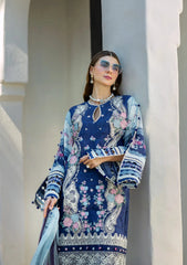 ETS-06A LONDON BLUES | 3PC Unstitched Suit Embroidered Lawn Signature By Elaf Premium