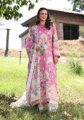 ECK-03B PINK MUSE | 3PC Unstitched Lawn Print Chikankari By Elaf Premium