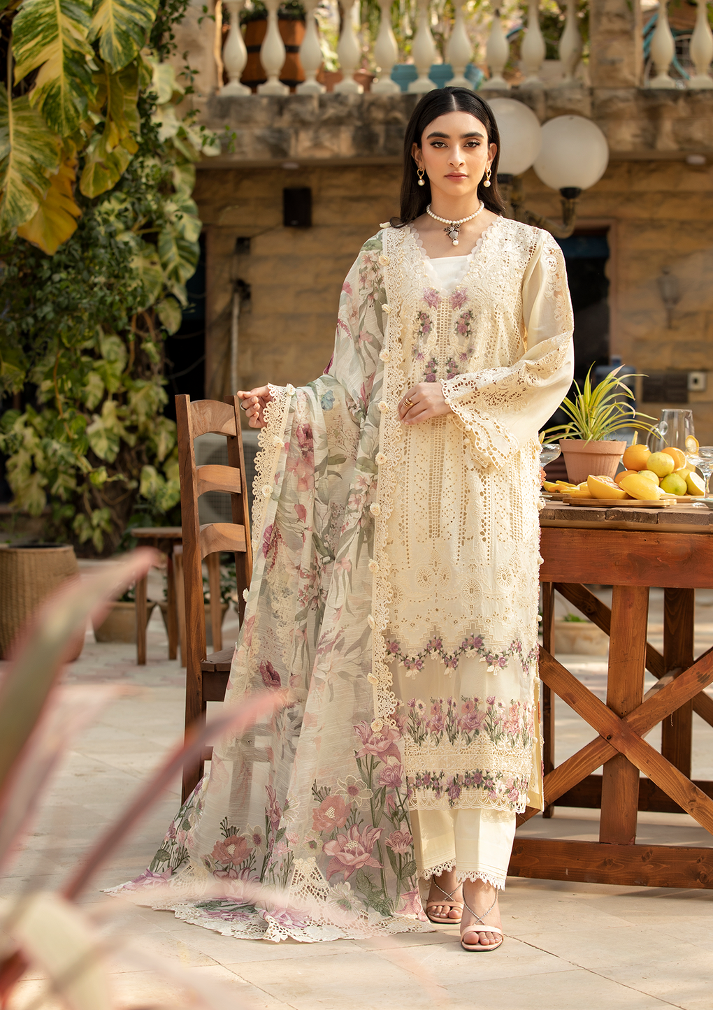 Unstitched 3-PC Embroidered Luxury Lawn By Elaf | ELM-11 KOHINOOR