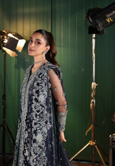 3-PC Unstitched Embroidered Organza Stardum Foirmals By Elaf Premium | ESH-06 SKYFALL