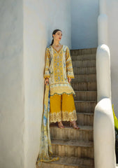 ETS-03B SUNGLOW | 3PC Unstitched Suit Embroidered Lawn Signature By Elaf Premium