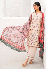 USE- 9122 | 3Pc Unstitched Suit Embroidered Lawn Summer Exclusive By Jazmin