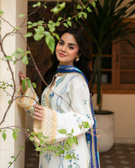 3-PC Unstitched Embroidered Lawn Aashiyana By Roheenaz | RNZ-01A