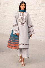 USE- 9119 | 3Pc Unstitched Suit Embroidered Lawn Summer Basic By Jazmin