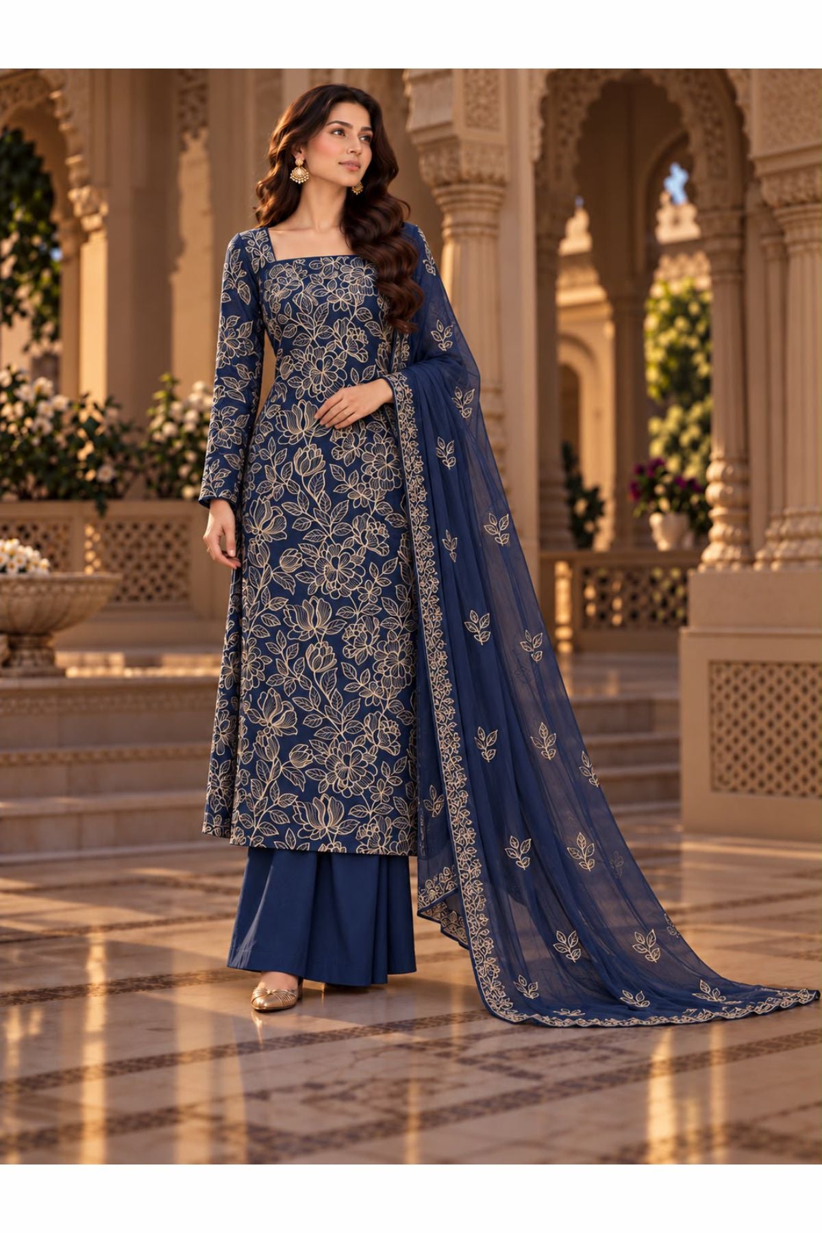 Karandi collection Embroidered chiffon dupatta By Lahore Cloth