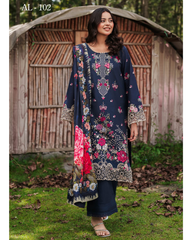3-PC Unstitched Embroidered Lawn Silent Pine Tale By Afsanah | AL-102
