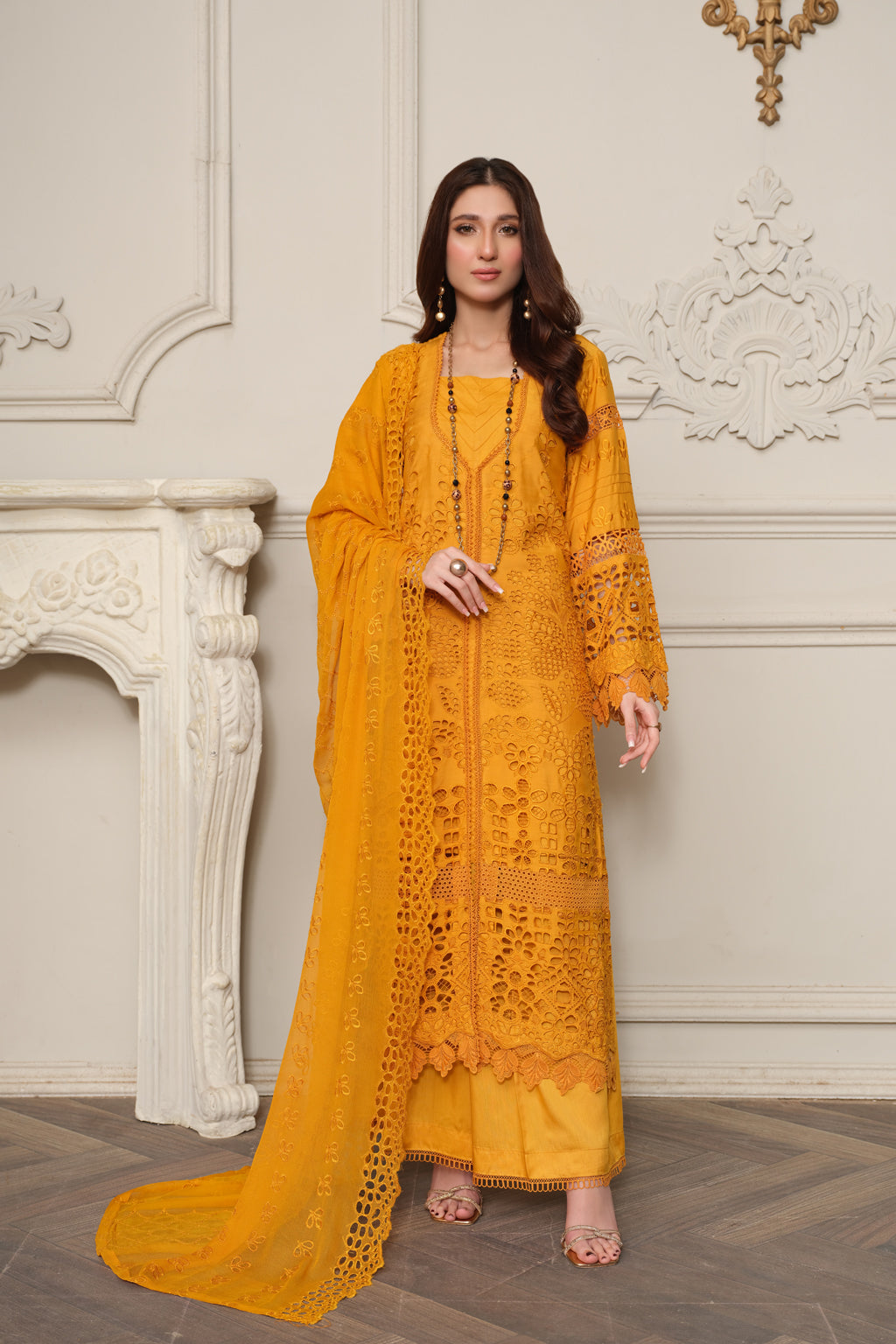 JH-45 | 4 Pc Unstitched Suit Winter Chickenri Viscose Zareen By Johra