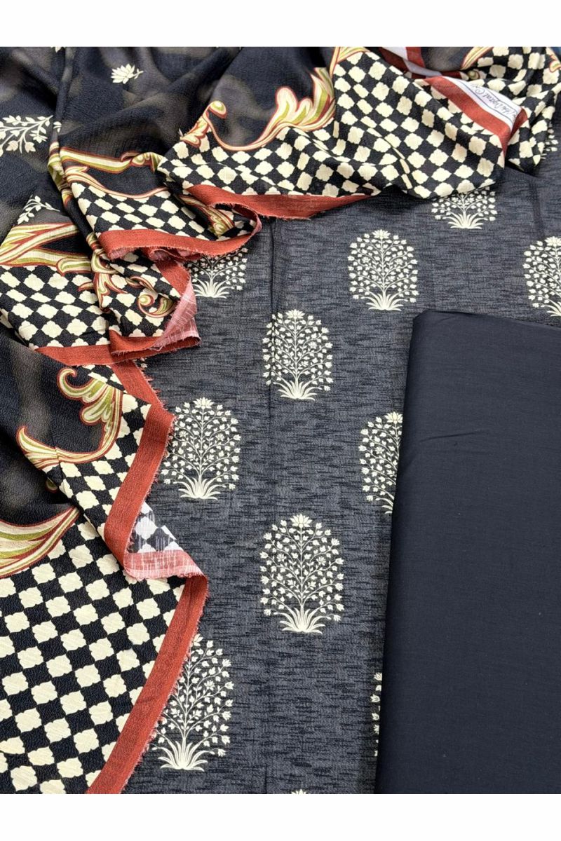 3-PC Unstitched Printed Lawn Karandi Collection