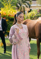 3-PC Unstitched Embroidered Karandi Luxury Winter Collection By Elaf Premium | EWK-7B HUSHPINK