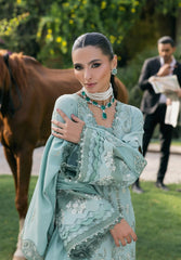 3-PC Unstitched Embroidered Karandi Luxury Winter Collection By Elaf Premium | EWK-7A MINTFROST