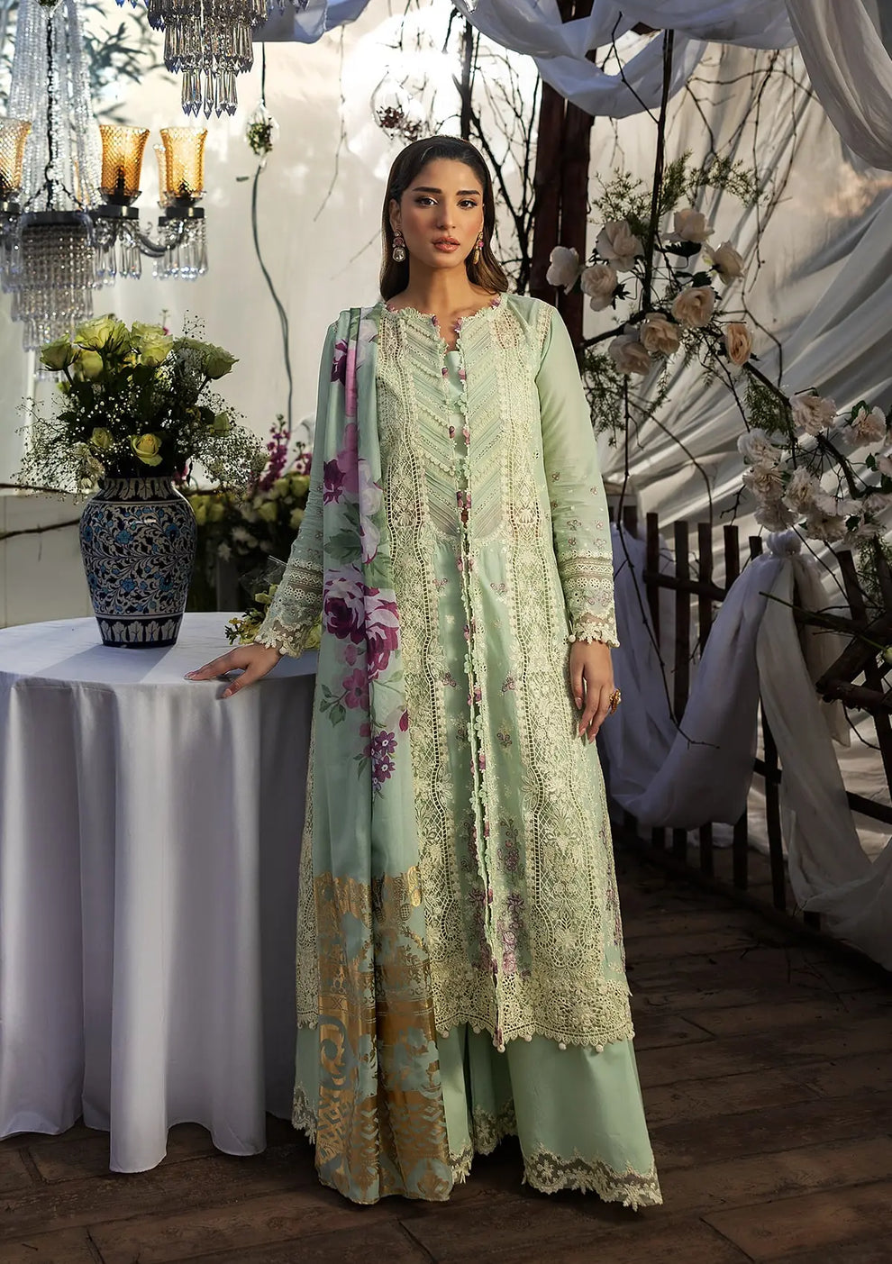 3-PC Unstitched Luxury Embroidered Lawn By Kahf | KLR-05 Nora