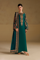 3Pc Suit – Dyed Ramen Silk Unstitched with Pure Silk Dupatta By Iznik