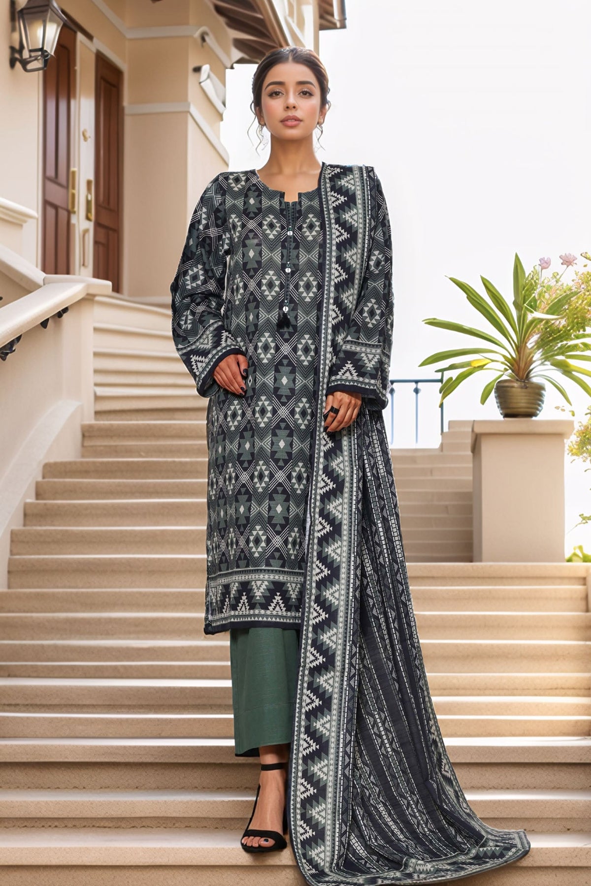 3-PC Stitched Printed Khaddar By Sada Bahar | 6239