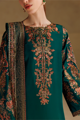 3Pc Suit – Dyed Ramen Silk Unstitched with Pure Silk Dupatta By Iznik